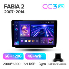 Штатна магнітола Teyes CC3 6+128 Gb Skoda Fabia 2 2007-2014 10" 2k