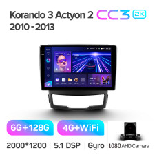 Штатная магнитола Teyes CC3 2k 6+128 Gb SsangYong Korando 3 / Actyon 2 2010-2013 9″