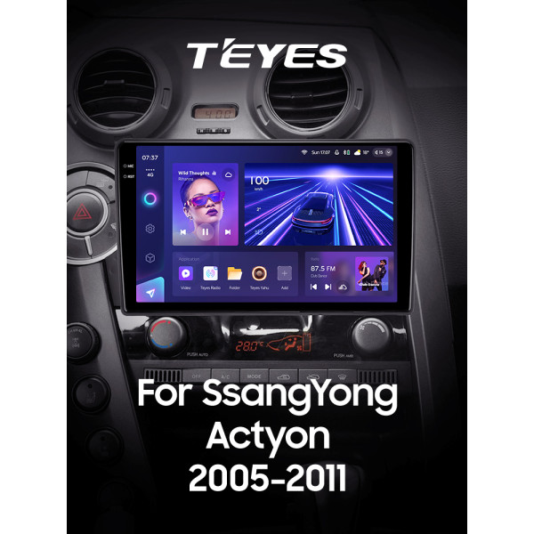 Штатная магнитола Teyes CC3 2k 6+128 Gb 360° SsangYong Actyon C100 2005-2011 9″