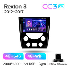 Штатная магнитола Teyes CC3 2k 4+64 Gb SsangYong Rexton Y290 3 2012-2017 9″