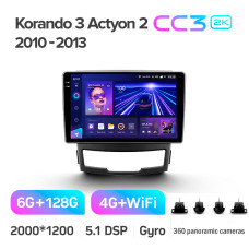 Штатная магнитола Teyes CC3 2k 6+128 Gb 360° SsangYong Korando 3 / Actyon 2 2010-2013 9″