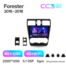 Штатная магнитола Teyes CC3 2k 6+128 Gb 360° Subaru Forester SJ 2015-2018 9″