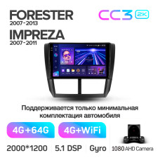 Штатна магнітола Teyes CC3 4+64 Gb Subaru Forester 3 SH 2007-2013 For Subaru Impreza GH GE 2007-2011 9" 2k