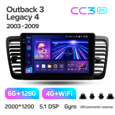 Штатная магнитола Teyes CC3 2k 6+128 Gb 360° Subaru Outback 3, Legacy 4 2003-2009 9″
