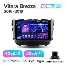 Штатная магнитола Teyes CC3 2k 4+64 Gb Suzuki Vitara Brezza 2016-2019 9″