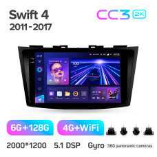 Штатная магнитола Teyes CC3 2k 6+128 Gb 360° Suzuki Swift 4 2011-2017 9″