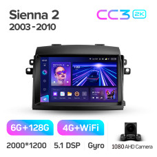 Штатная магнитола Teyes CC3 2k 6+128 Gb Toyota Sienna 2 XL20 2003-2010 9″
