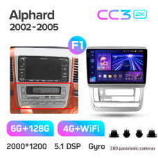 Штатная магнитола Teyes CC3 2k 6+128 Gb 360° Toyota Alphard 1 H10 2002-2005 (F1) 9″