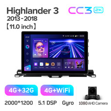 Штатна магнітола Teyes CC3 4+32 Gb Toyota Highlander 3 XU50 2013-2018 11" 2k (L1)