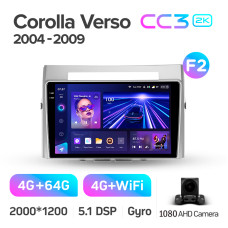 Штатная магнитола Teyes CC3 2k 4+64 Gb Toyota Corolla Verso AR10 2004-2009 (F2) 9″
