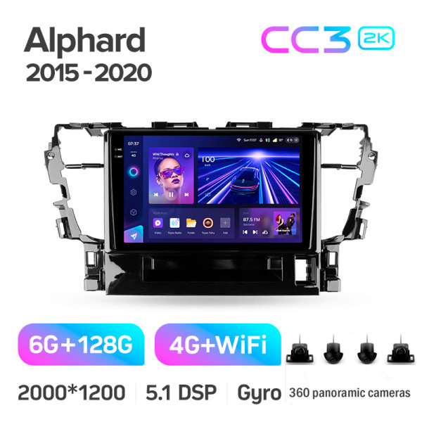 Штатная магнитола Teyes CC3 2k 6+128 Gb 360° Toyota Alphard H30 2015-2020 10″