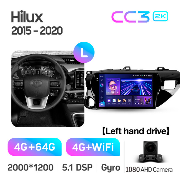 Штатная магнитола Teyes CC3 2k 4+64 Gb Toyota Hilux Pick Up AN120 2015-2020 10″