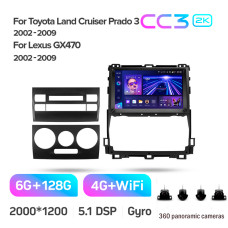 Штатная магнитола Teyes CC3 2k 6+128 Gb 360° Toyota Land Cruiser Prado 120 / Lexus GX470 J120 2002-2009 (F3) 9″