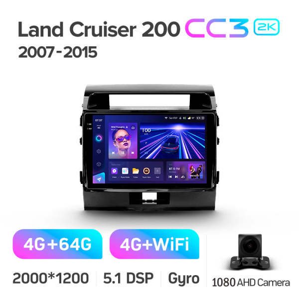 Штатная магнитола Teyes CC3 2k 4+64 Gb Toyota Land Cruiser 200 11 2007-2015 (F1) 10″
