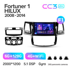 Штатна магнітола Teyes CC3 6+128 Gb з коловим оглядом 360° Toyota Fortuner 1 AN50 AN60 HILUX Revo Vigo (F1) 2008-2014 9" 2k