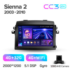 Штатная магнитола Teyes CC3 2k 4+32 Gb Toyota Sienna 2 XL20 2003-2010 9″
