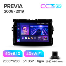 Штатная магнитола Teyes CC3 2k 4+64 Gb Toyota Previa XR50 2006-2019 9″