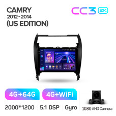 Штатная магнитола Teyes CC3 2k 4+64 Gb Toyota Camry 7 XV 50 55 Middle East 2012-2014 10″