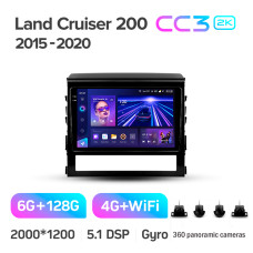 Штатная магнитола Teyes CC3 2k 6+128 Gb 360° Toyota Land Cruiser 200 11 2015-2020 9″