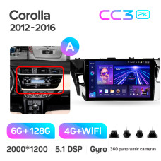 Штатная магнитола Teyes CC3 2k 6+128 Gb 360° Toyota Corolla 11 2012-2016 (A) 10″