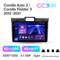 Штатная магнитола Teyes CC3 2k 6+128 Gb 360° Toyota Corolla Axio 2/Fielder 3 E160 2012-2021 9″