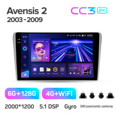 Штатная магнитола Teyes CC3 2k 6+128 Gb 360° Toyota Avensis T250 2 2003-2009 9″