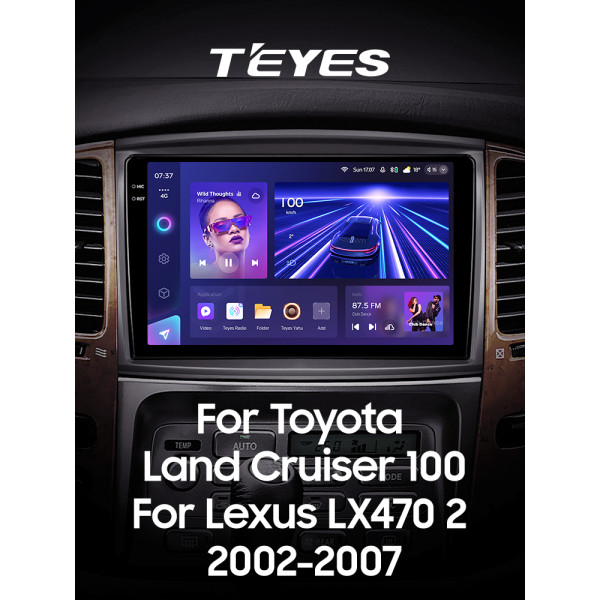 Штатная магнитола Teyes CC3 2k 6+128 Gb Toyota Land Cruiser LC 100-B 2002-2007 (B) 10″
