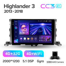 Штатная магнитола Teyes CC3 2k 4+32 Gb Toyota Highlander 3 XU50 2013-2018 10″
