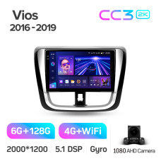 Штатная магнитола Teyes CC3 2k 6+128 Gb Toyota Vios, Yaris L 2016-2019 10″