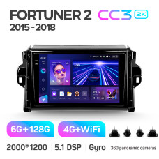 Штатна магнітола Teyes CC3 6+128 Gb з коловим оглядом 360° Toyota Fortuner 2 2015-2018 9" 2k