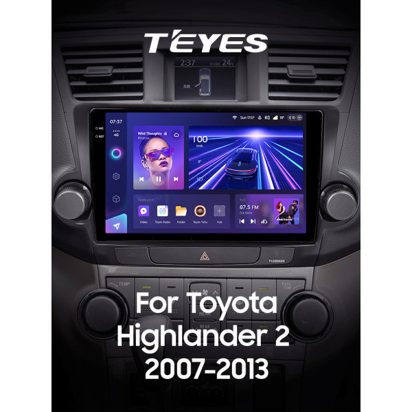 Штатная магнитола Teyes CC3 2k 4+64 Gb Toyota Highlander 2 XU40 2007-2013 (F1) 10″