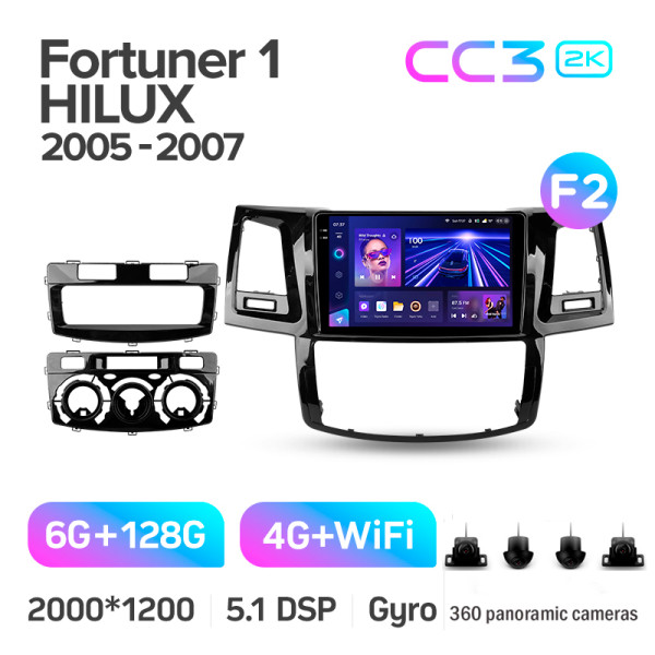 Штатна магнітола Teyes CC3 6+128 Gb з коловим оглядом 360° Toyota Fortuner 1 AN50 AN60 HILUX Revo Vigo (F2) 2005-2007 9