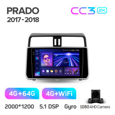 Штатная магнитола Teyes CC3 2k 4+64 Gb Toyota Land Cruiser Prado 150 2018-2020 10″