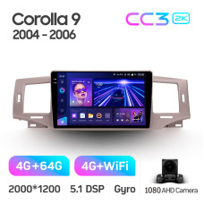 Штатная магнитола Teyes CC3 2k 4+64 Gb Toyota Corolla 9 E120 2004-2006 9″