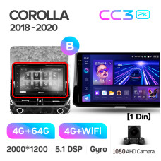 Штатная магнитола Teyes CC3 2k 4+64 Gb Toyota Corolla 12 (1 Din) 2018-2020 (B) 10″