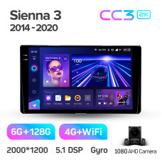 Штатная магнитола Teyes CC3 2k 6+128 Gb Toyota Sienna 3 XL30 2014-2020 9″