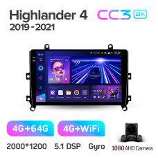 Штатная магнитола Teyes CC3 2k 4+64 Gb Toyota Highlander 4 XU70 2019-2021 9″
