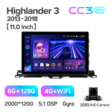 Штатна магнітола Teyes CC3 6+128 Gb Toyota Highlander 3 XU50 2013-2018 11" 2k (L1)