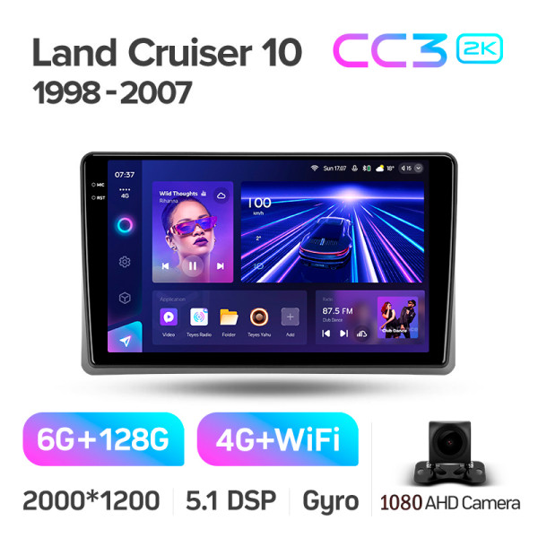 Штатная магнитола Teyes CC3 2k 6+128 Gb Toyota Land Cruiser 10 J100 100 1998-2007 9″