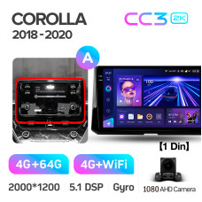 Штатная магнитола Teyes CC3 2k 4+64 Gb Toyota Corolla 12 (1 Din) 2018-2020 (A) 10″