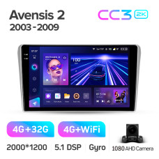Штатная магнитола Teyes CC3 2k 4+32 Gb Toyota Avensis T250 2 2003-2009 9″