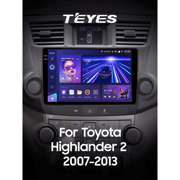 Штатная магнитола Teyes CC3 2k 4+64 Gb Toyota Highlander 2 XU40 2007-2013 (F2) 10″