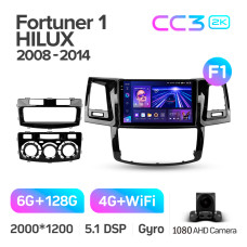 Штатна магнітола Teyes CC3 6+128 Gb Toyota Fortuner 1 AN50 AN60 HILUX Revo Vigo (F1) 2008-2014 9" 2k