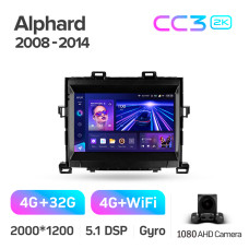 Штатна магнітола Teyes CC3 4+32 Gb Toyota Alphard H20 2008-2014 9" 2k