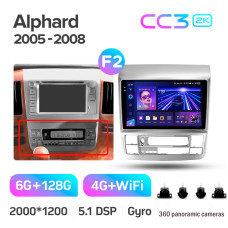 Штатная магнитола Teyes CC3 2k 6+128 Gb 360° Toyota Alphard 1 H10 2005-2008 (F2) 9″