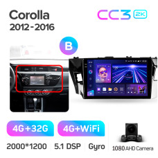 Штатная магнитола Teyes CC3 2k 4+32 Gb Toyota Corolla 11 2012-2016 (B) 10″