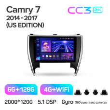 Штатная магнитола Teyes CC3 2k 6+128 Gb 360° Toyota Camry 7 XV 50 55 North America 2014-2017 (B) 10″