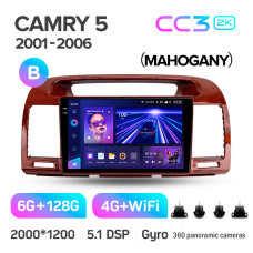 Штатна магнітола Teyes CC3 6+128 Gb з коловим оглядом 360° Toyota Camry 5 XV 30 2001-2006-B 9" 2k