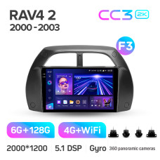 Штатная магнитола Teyes CC3 2k 6+128 Gb 360° Toyota RAV4 2 CA20 CA20W XA20 2000-2003 (F3) 9″