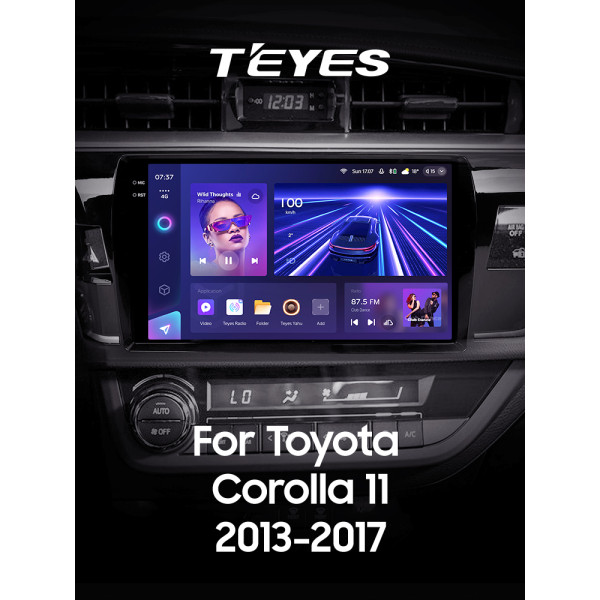 Штатная магнитола Teyes CC3 2k 4+64 Gb Toyota Corolla 11 Middle East 2013-2017 (A) 10″